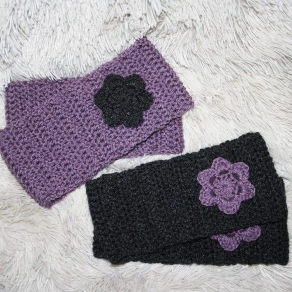Jelyfishcrochet Accessories - NWOT Winter earwarmers Black and Purple